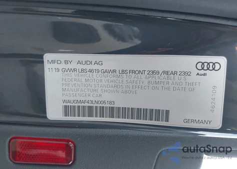 2020 Audi A4 Premium 40 Tfsi Front-Wheel Drive S Tronic из США, поврежденный, VIN WAUGMAF43LN005183